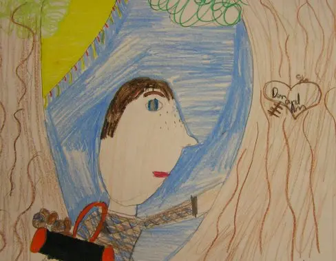 Billy discovering Ann and Dan carved into the tree illustration