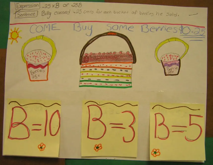 Berry buckets math expression illustration
