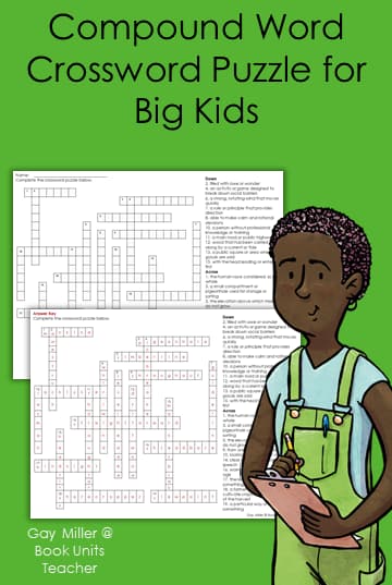 Compound Word Crossword Puzzle for Big Kids